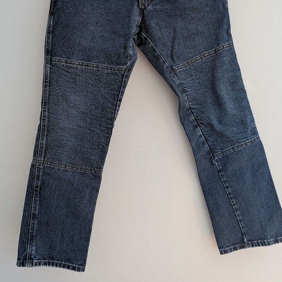 Vintage 1990s Fast Company Draggin Jeans Motorcyle Riding Denim Patchwork Size 6 - Picture 5 of 13